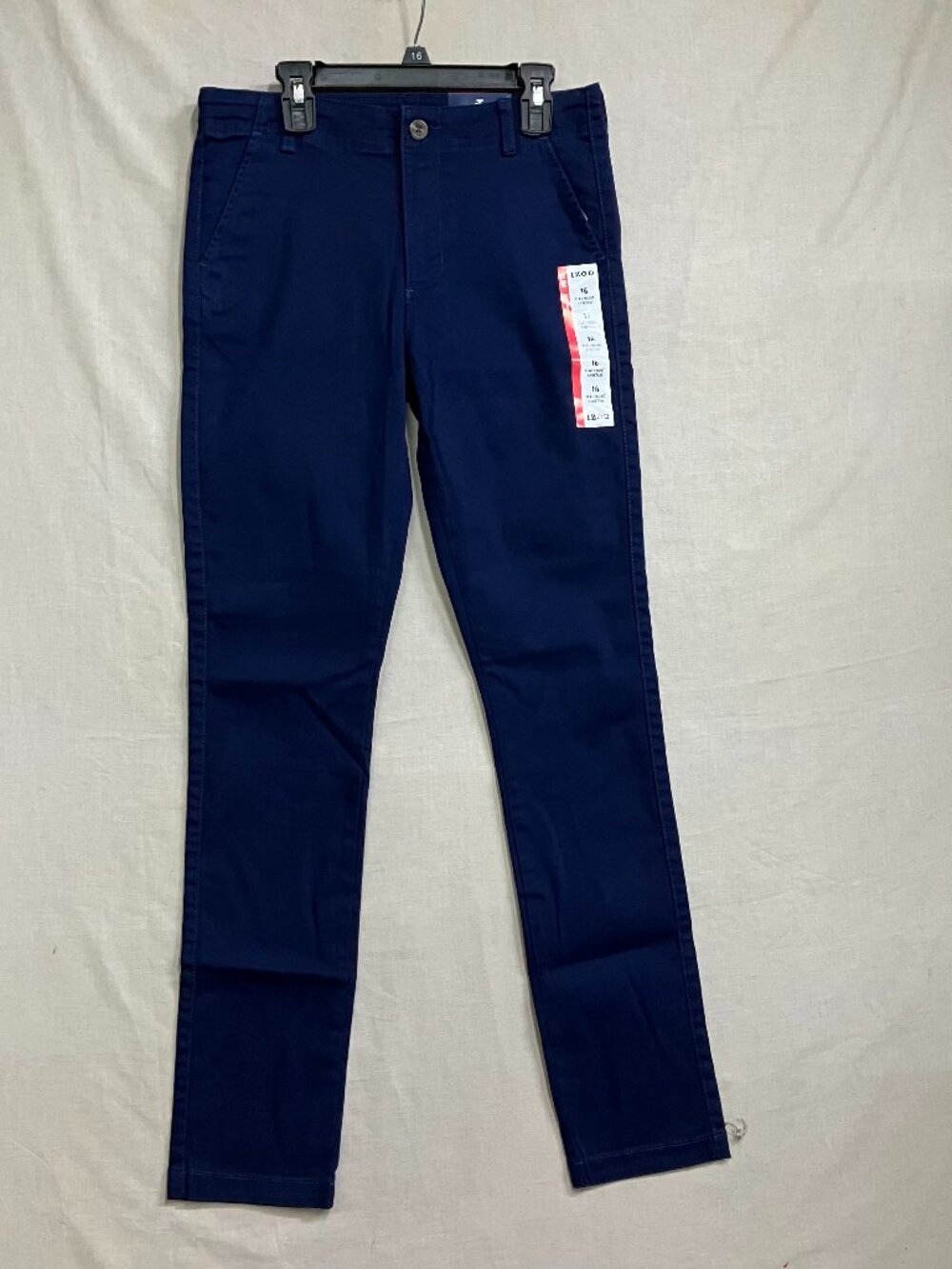 Izod Flat Front Pants Men's 16 Bold Navy Stretch Chino Relaxed Classics Straight